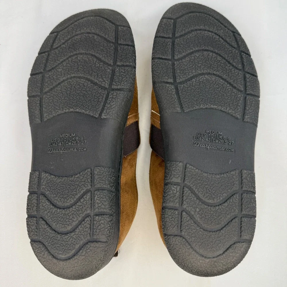 Dearfoams Mens Perforated Microsuede Slip On Loafers Brown Size Medium 9-10